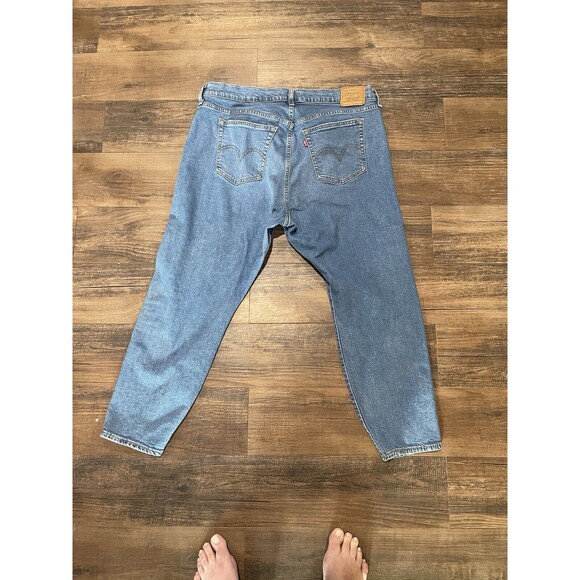 Big "E" Wedgie Skinny LEVI'S Premium Blue Jeans Size 18W MADE 2019 Button Fly - Picture 3 of 16